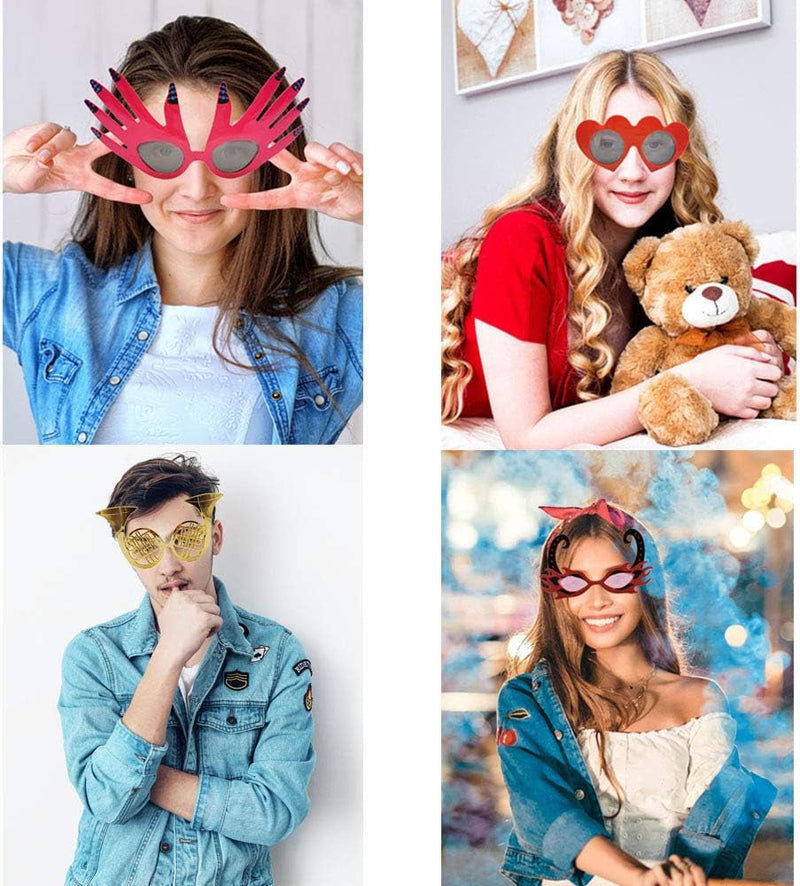 Funny Glasses Party Sunglasses Costume Sunglasses Masks,12 Pack Cool Shaped Funny Party Glasses,Photo Booth Props Sunglasses