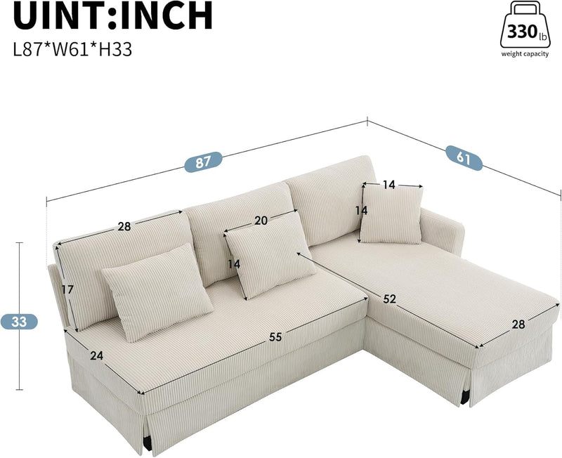 104" L-Shaped Sectional Sofa-7 Seater Couch Set with Chaise Lounge and Convertible Ottoman, Comfy Sectional Couches for Living Room, Apartment, Office