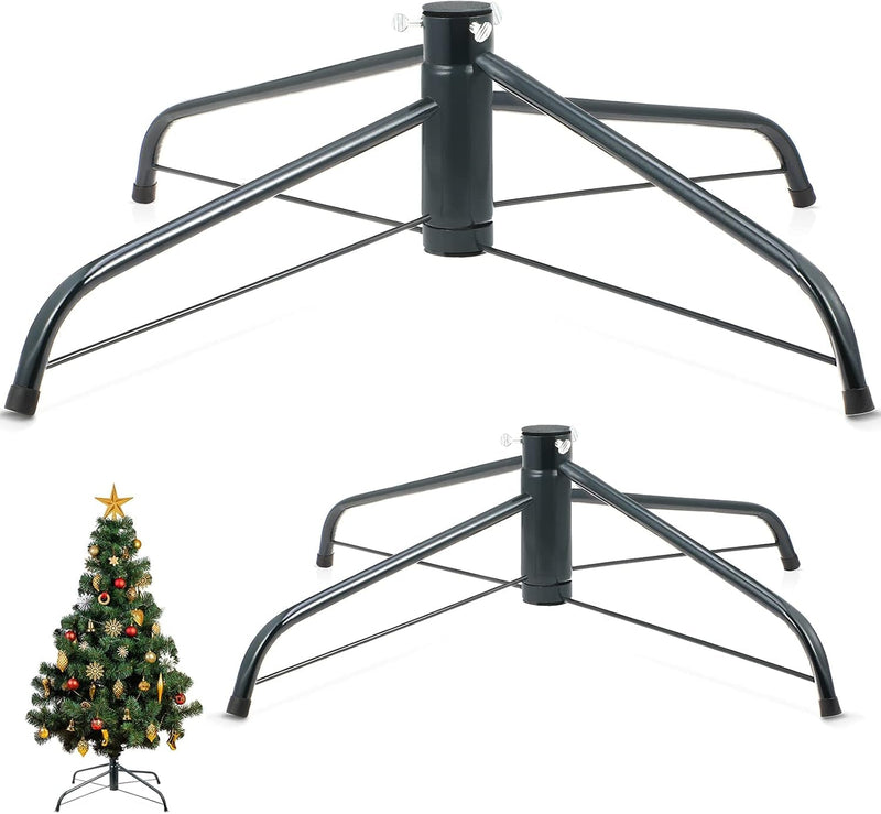 2 Pcs Christmas Tree Stand 24 Inch and 16 Inch Christmas Tree Stand Christmas Tree Folding Stand for Artificial Christmas Tree 6.5 to 8 Feet Live Trees Hold Standing Home and Party Decor (Coffee)