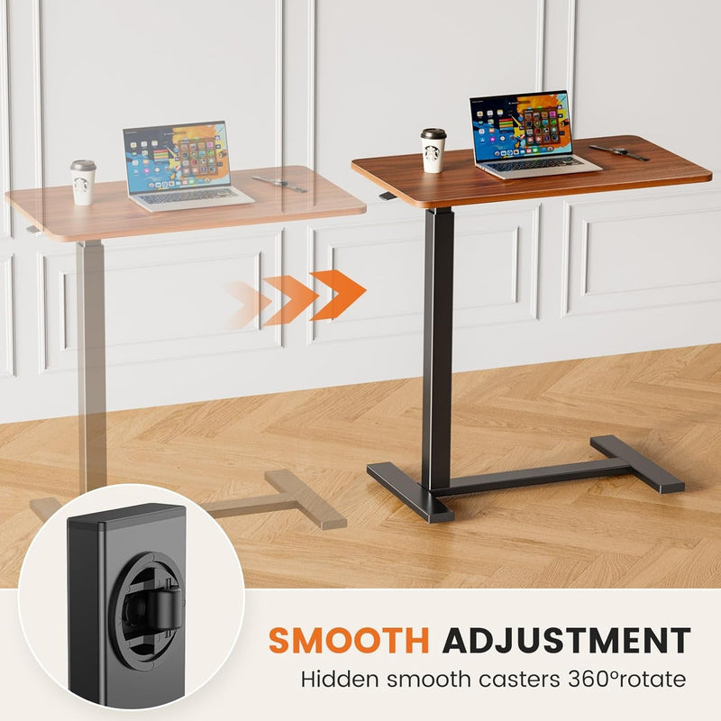 DUMOS Standing Rolling Desk Adjustable Height, Mobile Desk with Wheels Mobile Laptop Desk for Office, Home and Study