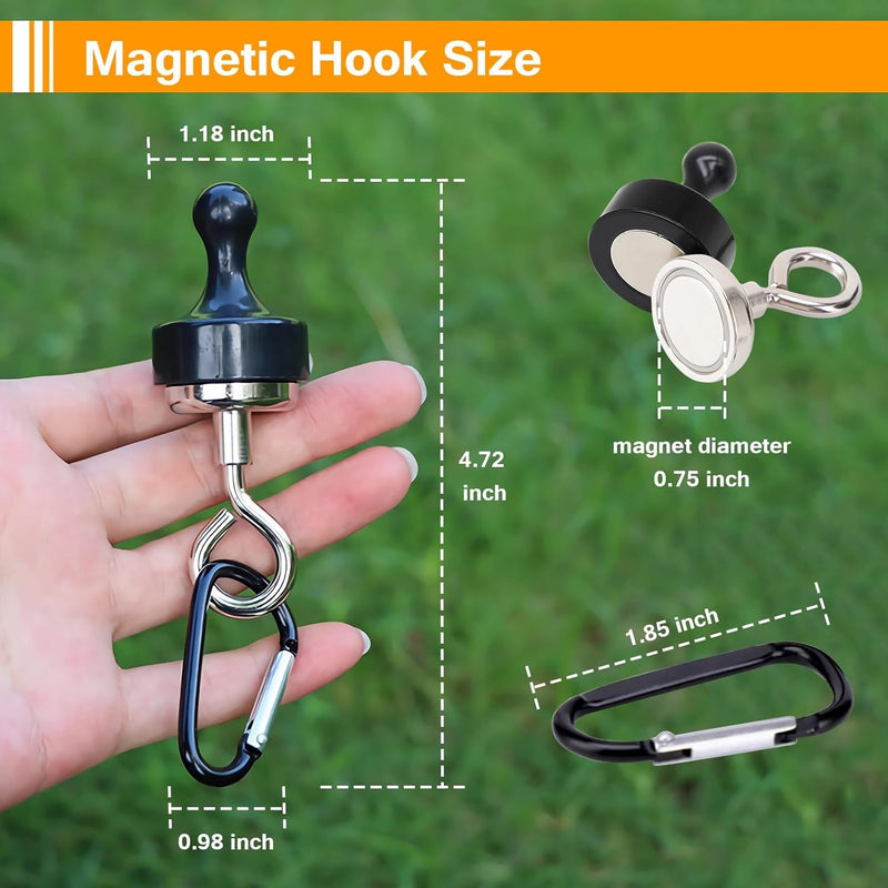 Ayamaya Magnetic Camping Hooks for Canopy Magnet Clip Hanger with Carabiner for Tents Inside, Tent Hanging Hook Organizer for Lamp, Rooftop Tent Tarp Accessories for Camping, RV Camper, Picnic