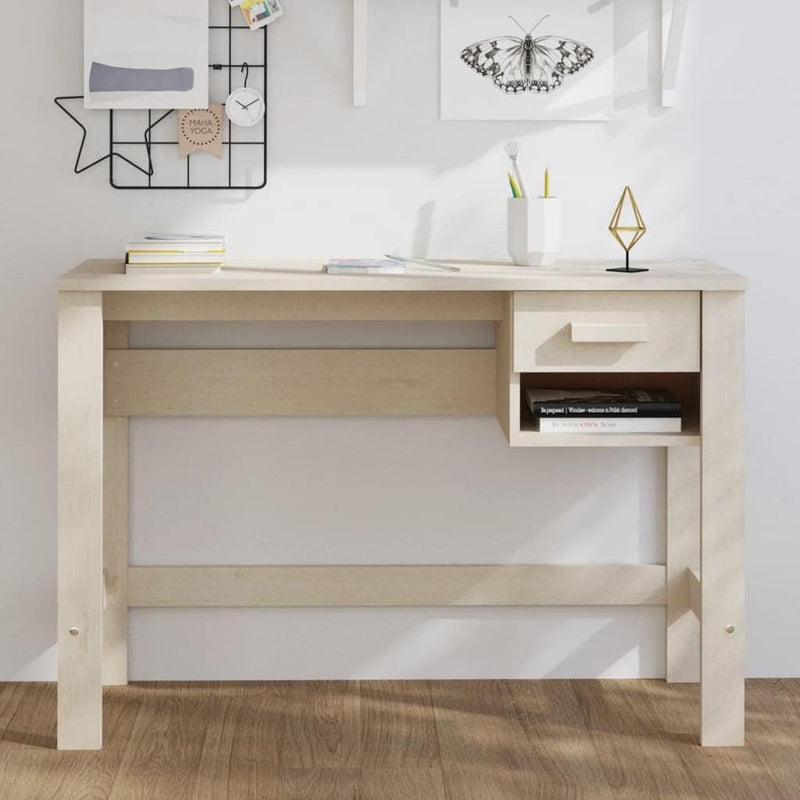 Desk Honey Brown 43.3"X15.7"X29.5" Solid Wood Pine, Office Desks & Workstations, Study Desk, Dressing Table, Desk Table for Study, Bedroom, Office