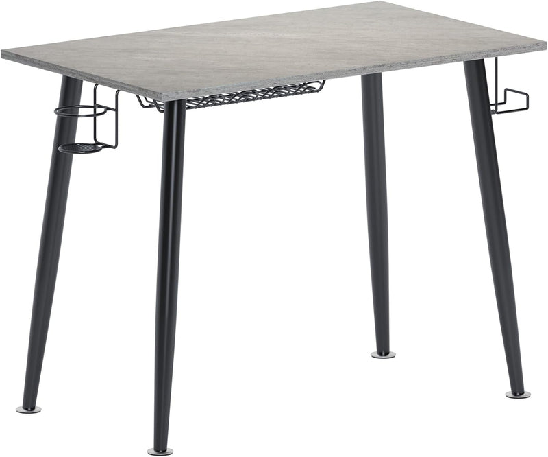 Dlandhome Computer Desk 35.4 Inch, Composite Wood Board, Decent and Steady Home Office Desk/Workstation/Table, Grey + Black