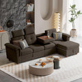 Umwandelbares Sofa mit Stauraum, 4-Sitzer-Couch in L-Form mit Chaiselongue und Getränkehalter, moderne Sofas aus Mikrofasergewebe für das Wohnzimmer, dunkler Kaffee