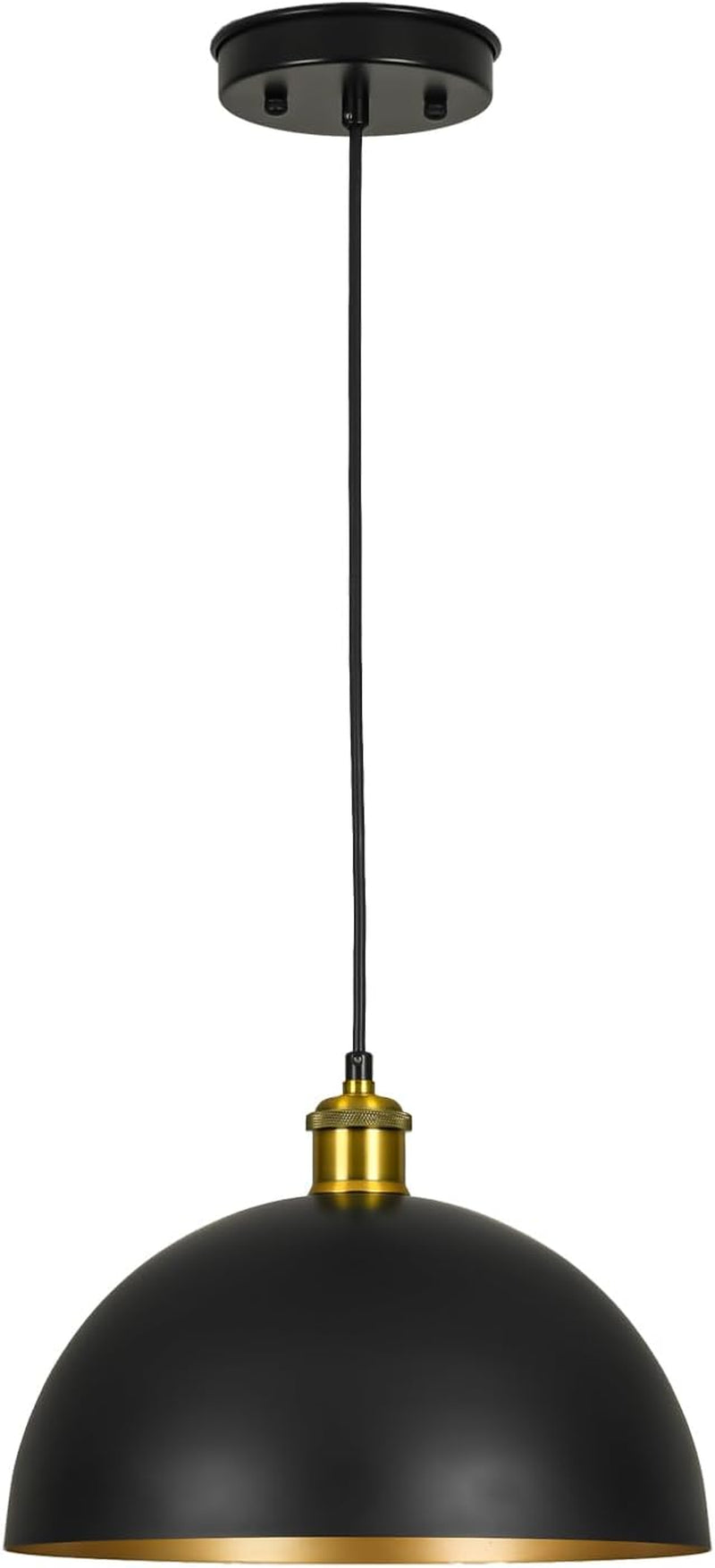 Chandelier Ceiling Light Fixture 11.8 Inch Pendant Lights Kitchen Island Hanging Lamp Ceiling Lighting Modern Black and Gold Farmhouse Vintage Lamp Shade Industrial Lantern Dome Light