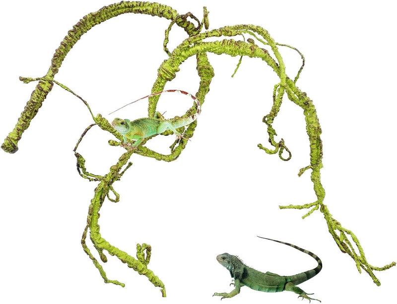 BNOSDM Reptile Bend-A-Branch Vines with Moss Bendable Jungle Climbing Vine Pet Habitat Decor for Bearded Dragons Chameleon Geckos Snakes Lizards Frogs