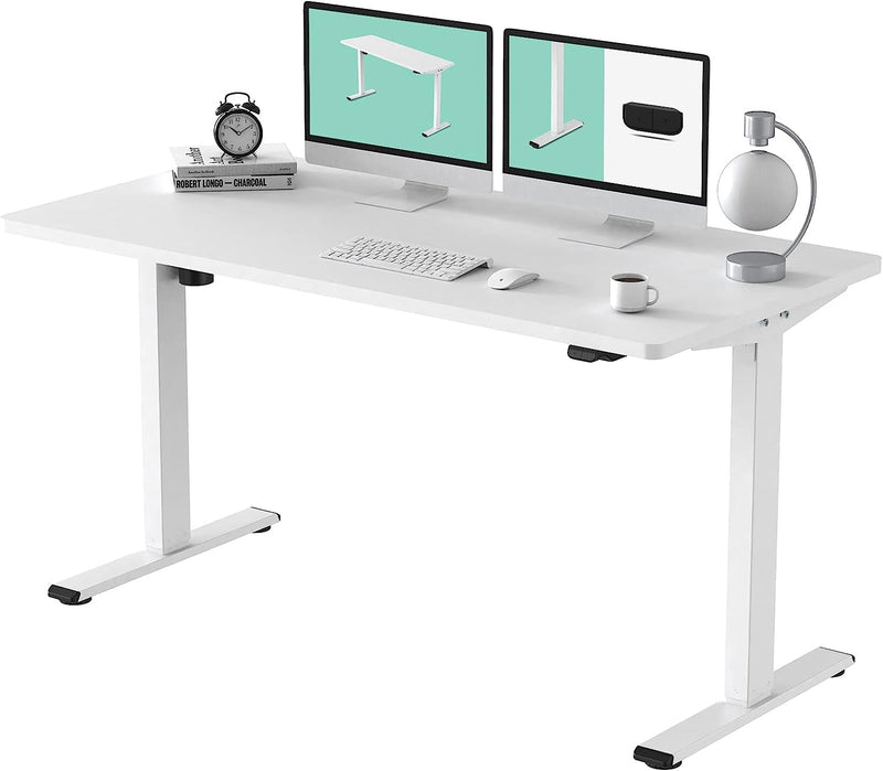 FLEXISPOT Adjustable Desk, Electric Standing Desk Sit Stand Desk Whole-Piece Desk Board for Home Office (EC1 Classic 48X24, White Frame+Rustic)