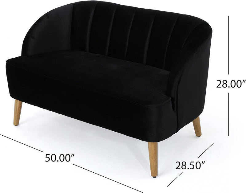 Christopher Knight Home Amaia Modern Velvet Sofa, Black / Walnut