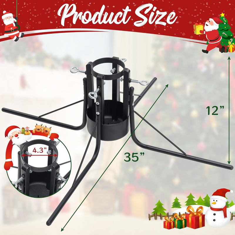 Christmas Tree Stand for Real Trees - Suitable for 1.5 to 4.3 Inch Tree Trunks, Providing Stable Support for up to 7 Feet of Christmas Trees, Secure Detachable Metal Christmas Tree Base