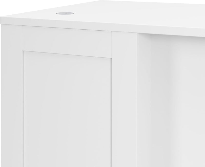 Bush Business Furniture Hampton Heights 60W X 30D Executive L-Shaped Desk in White, Computer Table for Home Office or Professional Workspace