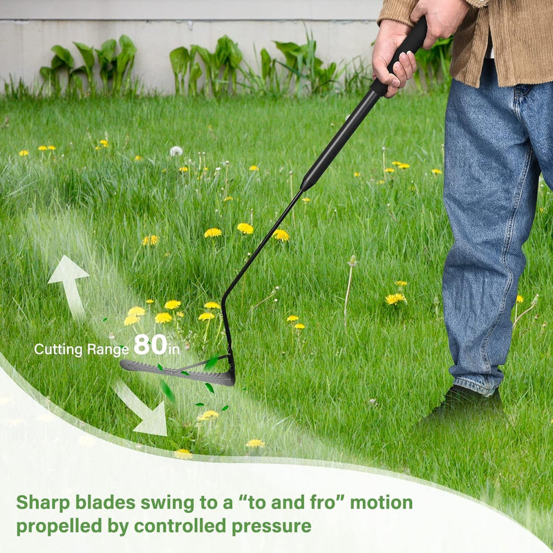 DACK 36" Grass Whip with Double-Edged Serrated Blade, Manual Weed Whacker, Swing Blade Grass Cutter & Weed Sling Blade for Tall Grass and Overgrown Weeds in Yard Ditches Forests and Fields