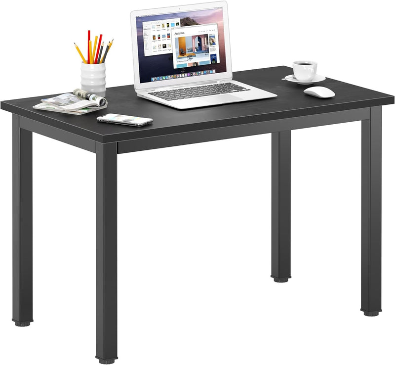 Dlandhome Large Computer Desk Office Desk 63 Inch, Modern Simple Workstation Business Furniture for Home Office, Retro Black