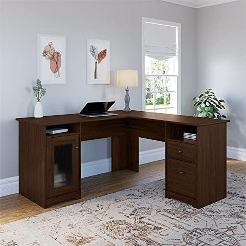 Atlin Designs 60" Shaped Computer Desk in Modern Walnut