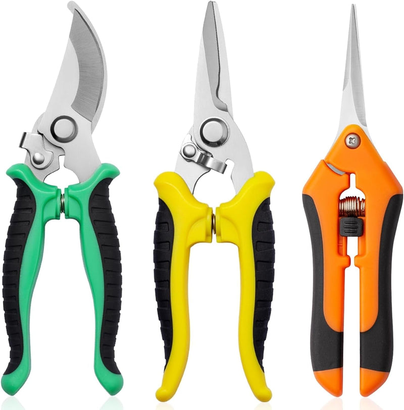 Garden Pruning Shears 3 Pack Gardening Shears Garden Scissors Stainless Steel Garden Shears Pruning Scissors Garden Clippers Pruning Shears for Gardening Garden Tools Tijeras De Jardinería