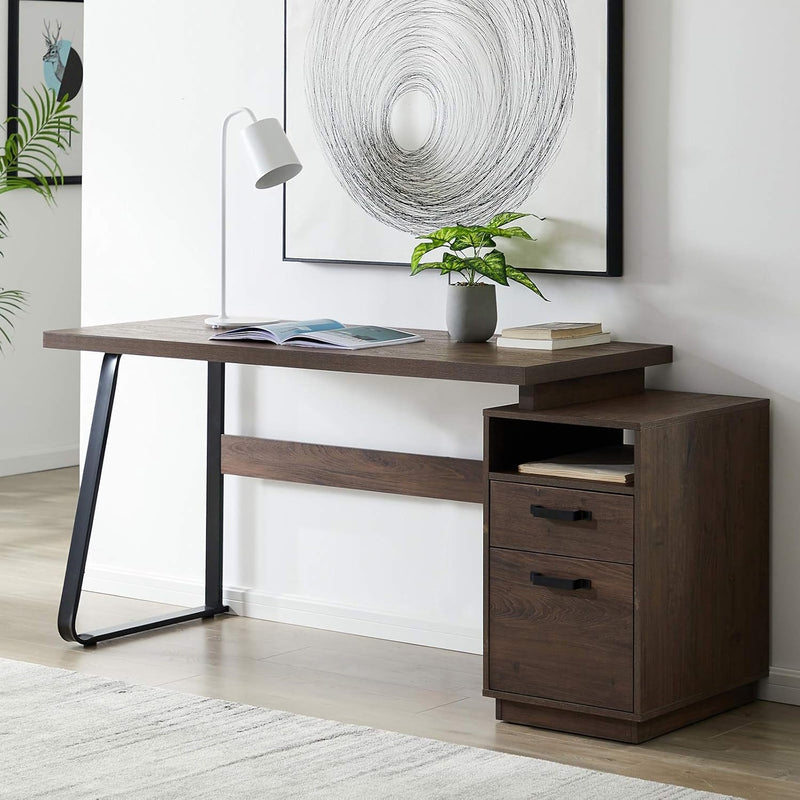 Home Office Computer Desk with Drawers/Hanging Letter-Size Files/65 Inch Writing Study Table with Drawers