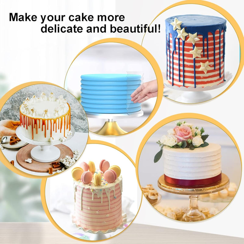 7-Piece Large Clear Acrylic Cake Scraper Set, Cake Icing Smoother Scraper Frosting Comb, Cake Edger Stripes Contour Comb Pastry Cutter for Mousse Butter Cream Cake Decoration (9.5 Inch)