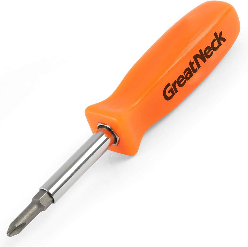 Greatneck SD4B 6-In-1 Screwdriver Multi Tool, 6 Tools in 1 Screwdriver Kit, 2 Flat Head Screwdriver Bits, 2 Phillips Head Screwdriver Bits, and 2 Hex Bits