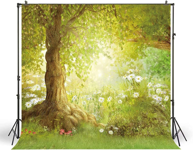 AOSTO 5X7Ft Spring Photography Backdrop Easter Woodland Meadow Flower Fairy Tale Forest Background Photo Studio Photoshoot Backdrops Props FT-3992