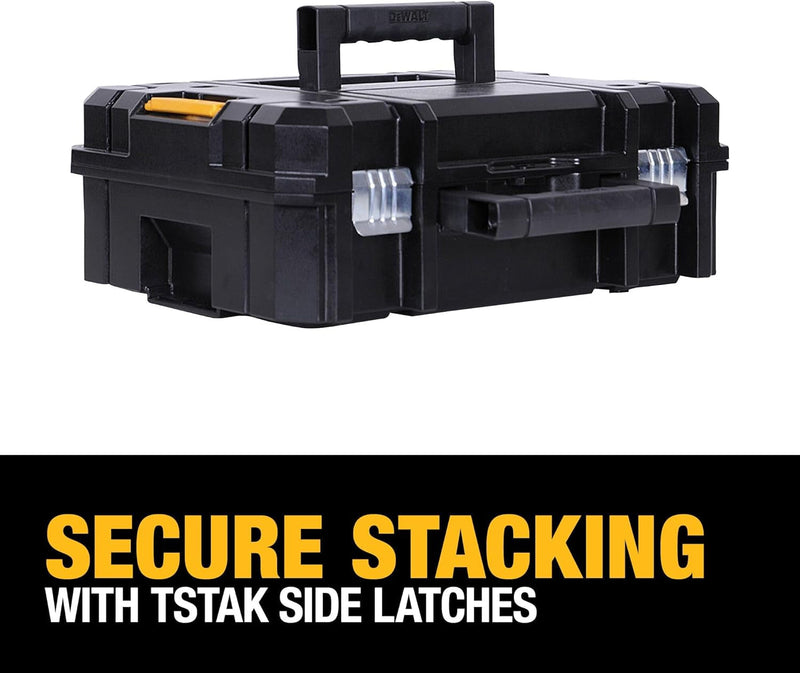 DEWALT TSTAK II Tool Box, 13 Inch, Flat Top, Holds up to 66 Lbs, Flexible Platforms for Stacking (DWST17807)