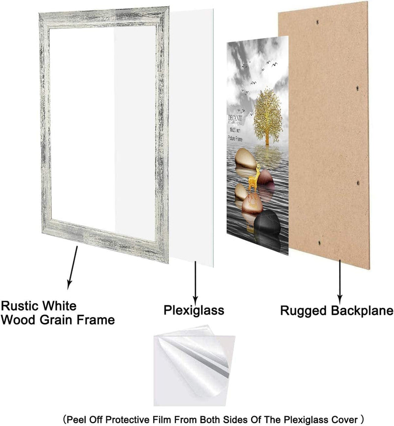 DECANIT 16X20 Picture Frames（Pack of 2） Rustic White Wood Pattern Wall Mounting Poster Frame，Great for Prints, Poster, Mural and Picture Home & Garden > Decor > Artwork > Posters, Prints, & Visual Artwork decanit   