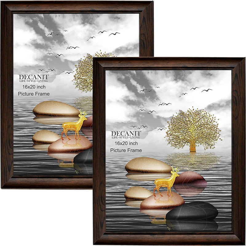 DECANIT 16X20 Picture Frames（Pack of 2） Rustic White Wood Pattern Wall Mounting Poster Frame，Great for Prints, Poster, Mural and Picture Home & Garden > Decor > Artwork > Posters, Prints, & Visual Artwork decanit Rustic Brown 16x20 