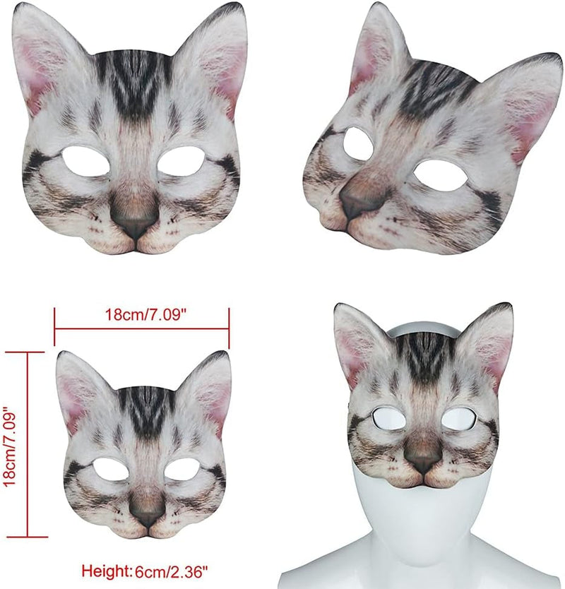 Cat Mask Animal Half Face Mask Fancy Dress Animal Tabby Mask Animal Cat Head Mask Halloween Novelty Costume Party Accessory