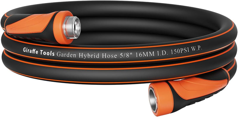 Giraffe Tools Garden Hose 75Ft X 5/8", Water Hose Heavy Duty, Flexible, Lightweight Hybrid Hose with Swivel Handle, Male to Female Fittings, Burst 600 PSI