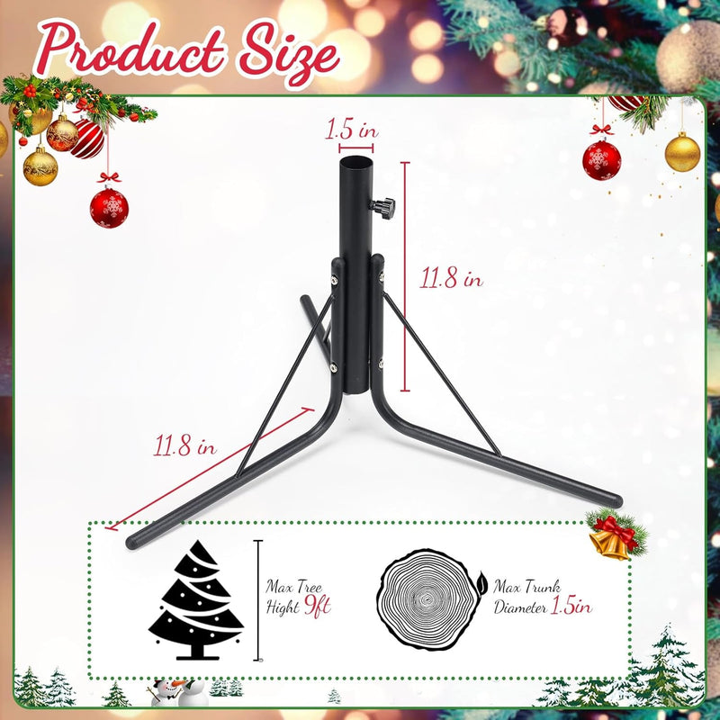 Christmas Tree Stand,Christmas Tree Base for 4-9FT Artificial Trees,Heavy Duty Christmas Tree Stand Fits 0.5-1.5 Inch Pole,Black