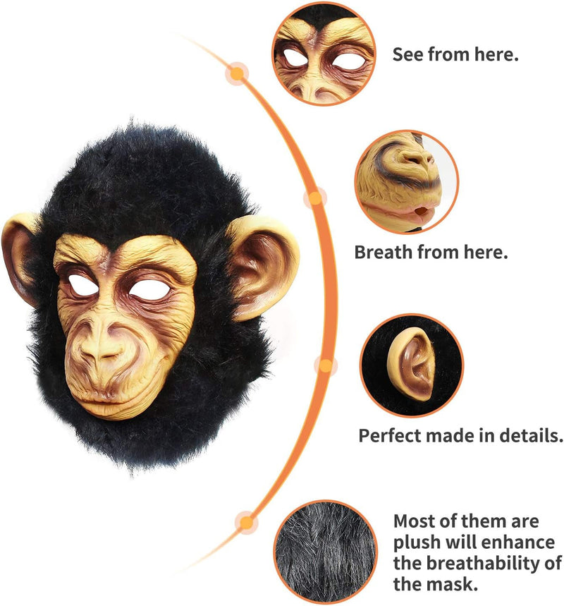 Animal Mask Monkey Mask Novelty Halloween Costume Party Animal Head Mask Chimp