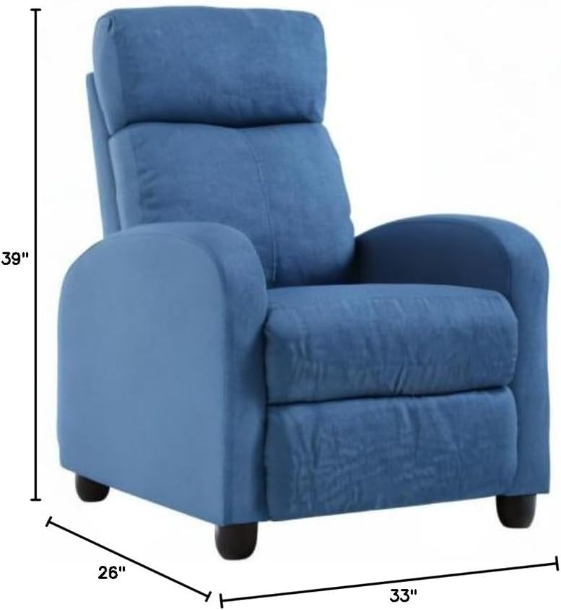 FDW Recliner Chair for Living Room Home Theater Seating Single Reclining Sofa Lounge with Padded Seat Backrest (Blue)