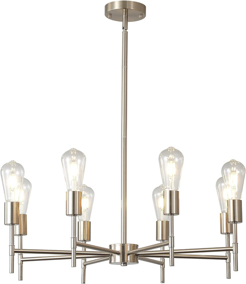 Brushed Nickel Sputnik Chandelier Mid Century Industrial Pendant Lighting 6 Lights Vintage Ceiling Light Fixture