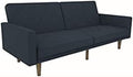 DHP Paxson Convertible Futon Couch Bed with Linen Upholstery and Wood Legs - Mustard