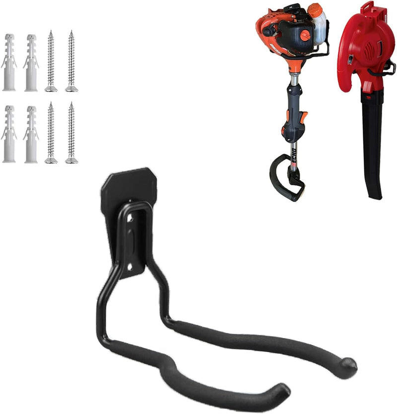 Garden Power Tool Hanger, Garage Wall Hooks, Weedeater Rack, String Trimmer Hanger, Weedeater Hanger, Utility Hooks for Garage Tool Organizers and Storage Black-4 Pcs