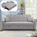 Umwandelbares Schlafsofa, 4-in-1-Schlafcouch mit ausziehbarem Doppelbett und verstellbarer Rückenlehne, 3-Sitzer-Schlafsofa aus Leinen für das Wohnzimmer, Kingsize, Nr. 1-Schwarz