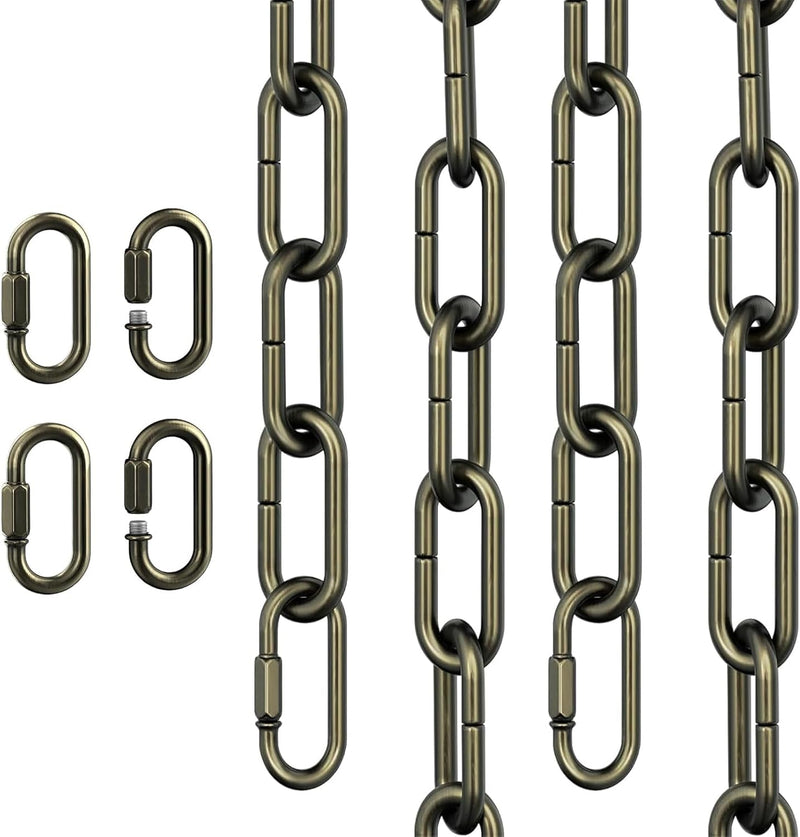 6 Feet Industrial Black Light Fixture Chain, Adjustable Metal Pendant Chandelier Chain Extension with Detachable Link, Maximum Load Is 66 Pounds