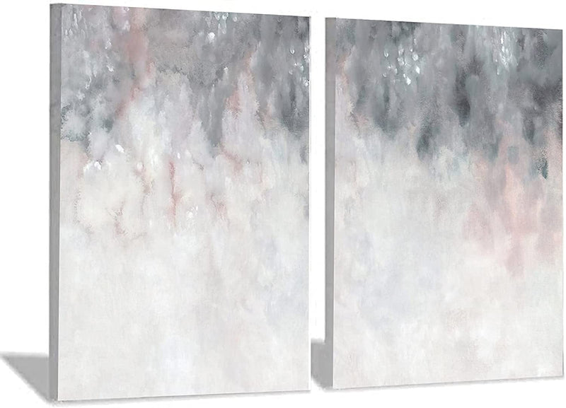 Dthlay Gray White Abstract Canvas Painting Bedroom Decor Blush Pink Grey Art Poster Print Wall Art Picture Modern for Home Decor 20X28Inchx2 Frameless Poster Home & Garden > Decor > Artwork > Posters, Prints, & Visual Artwork Dthlay 20 x 28 in x 2 Unframed  