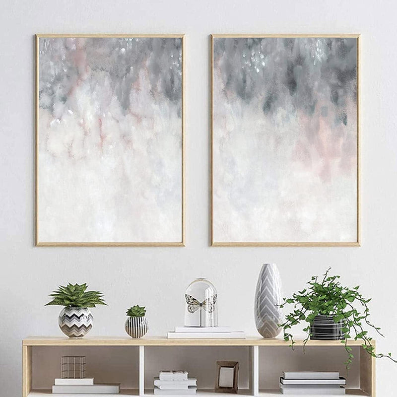 Dthlay Gray White Abstract Canvas Painting Bedroom Decor Blush Pink Grey Art Poster Print Wall Art Picture Modern for Home Decor 20X28Inchx2 Frameless Poster Home & Garden > Decor > Artwork > Posters, Prints, & Visual Artwork Dthlay   