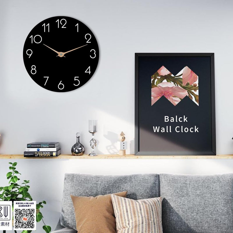 14 Inch Wall Clock - Black Wall Clocks Battery Operated, Silent Non-Ticking Modern Wall Clocks - Big Clock for Bathroom Bedroom Living Room Kitchen Office (14")