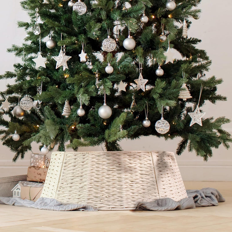 Beautiful Christmas Tree Collar - Authentic 28" Cotton Rope Tree Ring - Easy to Set up Christmas Tree Skirt Enhances Your Holiday Home Decor