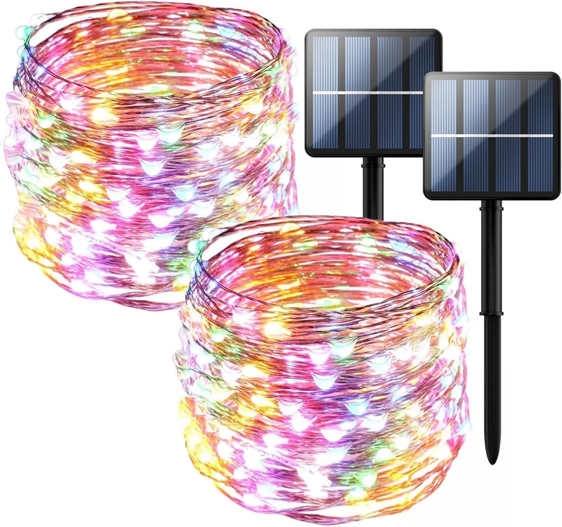 2-Pack 200 LED Solar Fairy Lights Outdoor, Upgraded Oversize Lamp Beads & Super Bright Solar String Lights Outoor, 8 Modes Solar Lights for Garden Patio Decorations