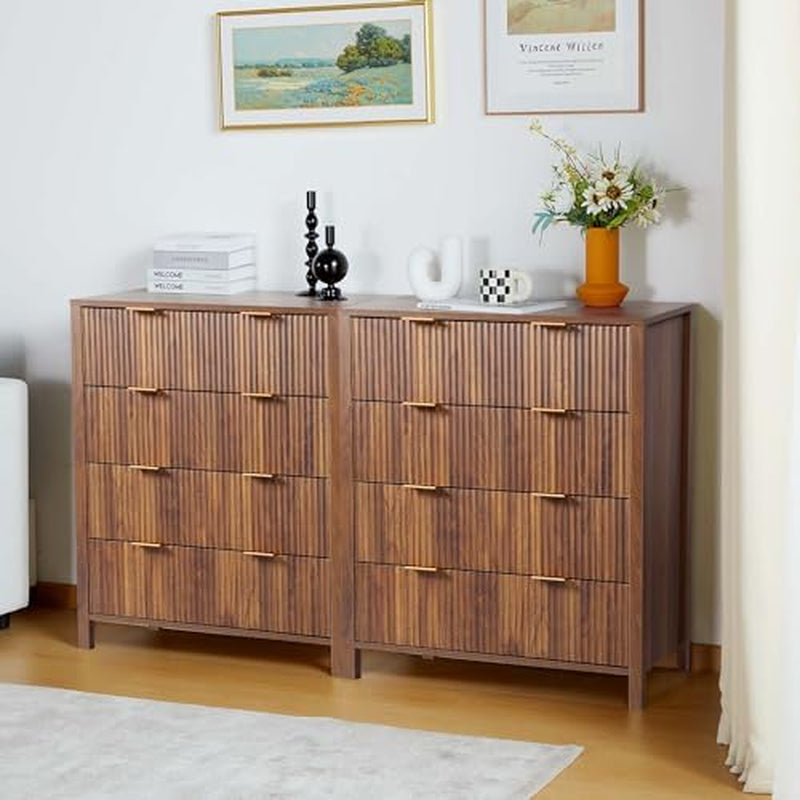 3 Drawer Dresser with Waveform Panel, Modern Closet Dressers Chest of Drawers, Wood Storage Dresser Chest of Drawers for Bedroom Living Room Hallway Closet(Black)