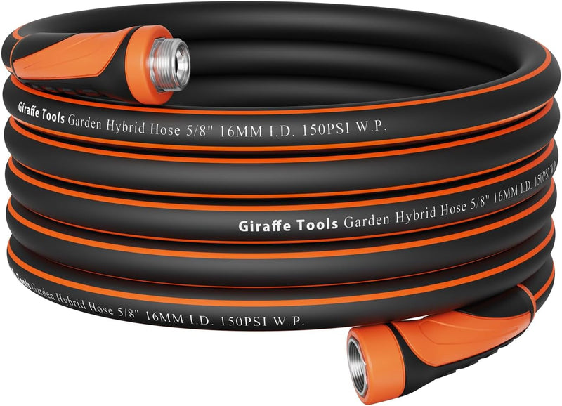 Giraffe Tools Garden Hose 75Ft X 5/8", Water Hose Heavy Duty, Flexible, Lightweight Hybrid Hose with Swivel Handle, Male to Female Fittings, Burst 600 PSI