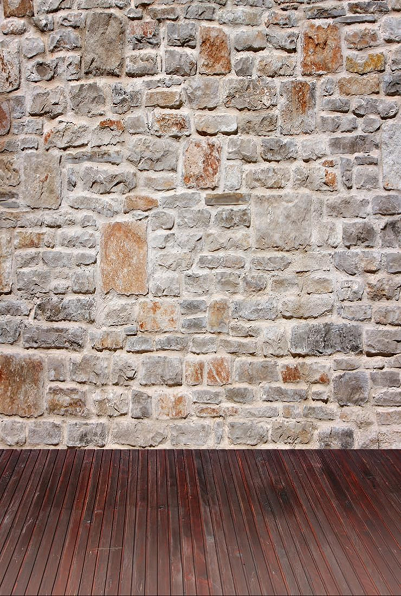 AOFOTO 10X10Ft Artistic Backdrops Photography Background Old Stone Wall Hardwood Floors Toddler Newborn Boy Lovers Kid Adult Girl Portrait Scene Photo Shoot Studio Props Video