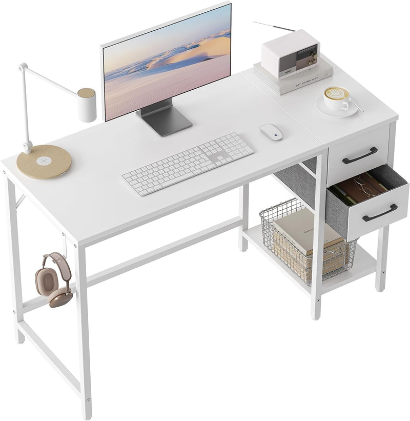 Cubiker Computer Home Office Desk with Drawers, 40 Inch Small Desk Study Writing Table, Modern Simple PC Desk, Rustic Brown