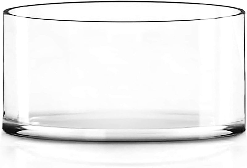 CYS EXCEL Wide Cylinder Clear Glass Vase (H:4" D:12") | Multiple Size Choices Glass Flower Vase Centerpieces | Large Terrarium Planter Vase