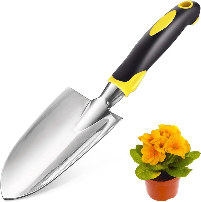 Garden Shovel, Trowel Garden Tool, Stainless Steel Heavy Duty Trowel, Soft Rubberized Non-Slip Ergonomic Handle, Hand Shovels for Digging, Planting, Transplanting, Weeding- Gardening Gift