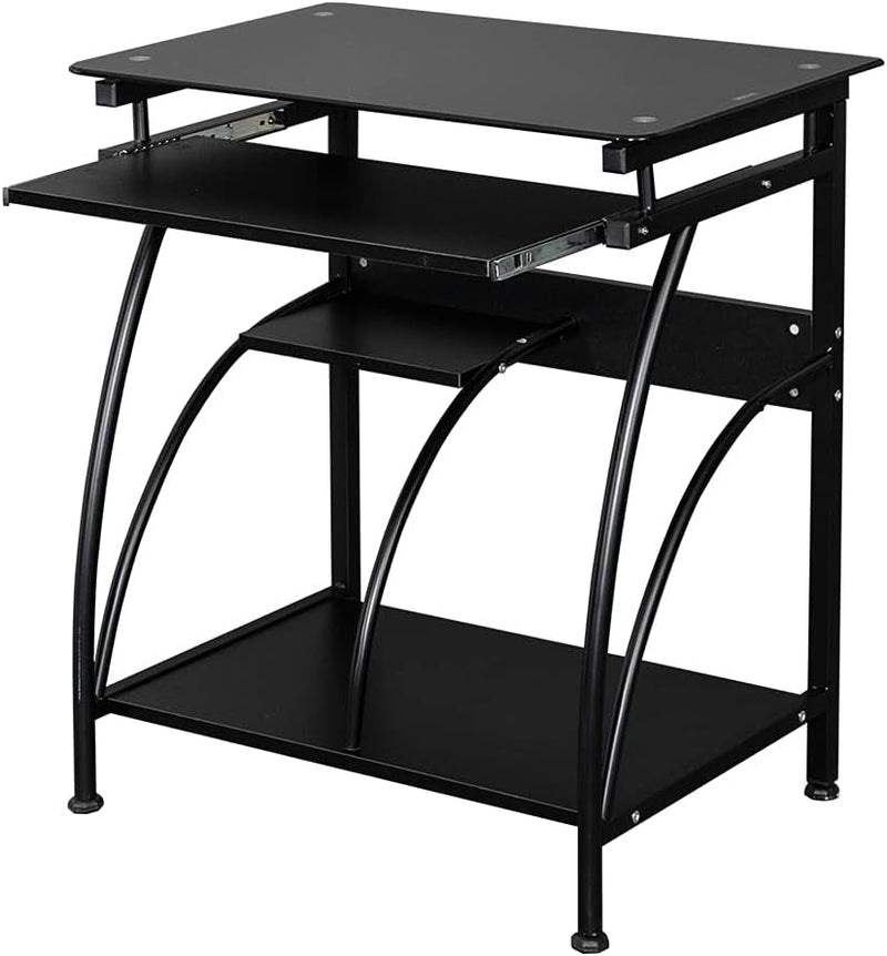 Black Computer Desk with Pullout Keyboard Tray,Home Office Desk Table Gamer Workstation