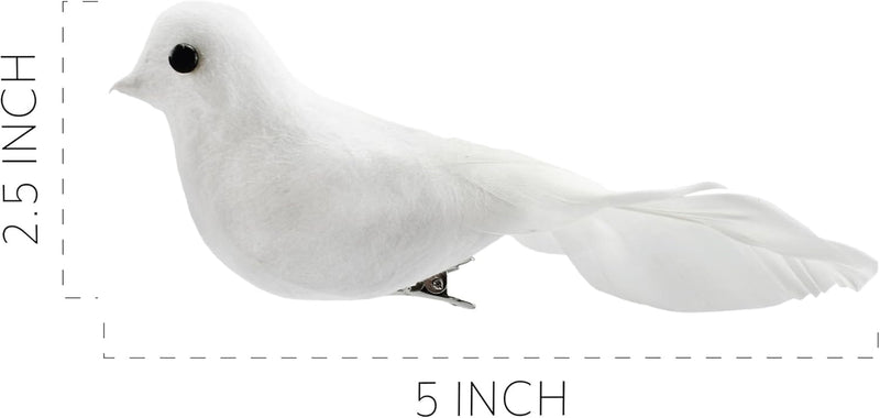 Cornucopia Artificial White Doves (6-Pack); White Feathered Mini Birds for Weddings, Christmas Ornaments, Wreaths & Decorative Arts and Crafts