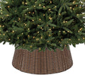 Christmas Tree Collar, 23’’ D Handmade Artificial Rattan Wicker Christmas Stand Tree Collar Basket Base Cover for Holiday Decoration