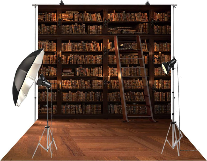 5X10Ft Wooden Bookshelf Photography Backdrop Library School Books Collection Photo Background Students Artistic Photo Booth Studio Props KP-004